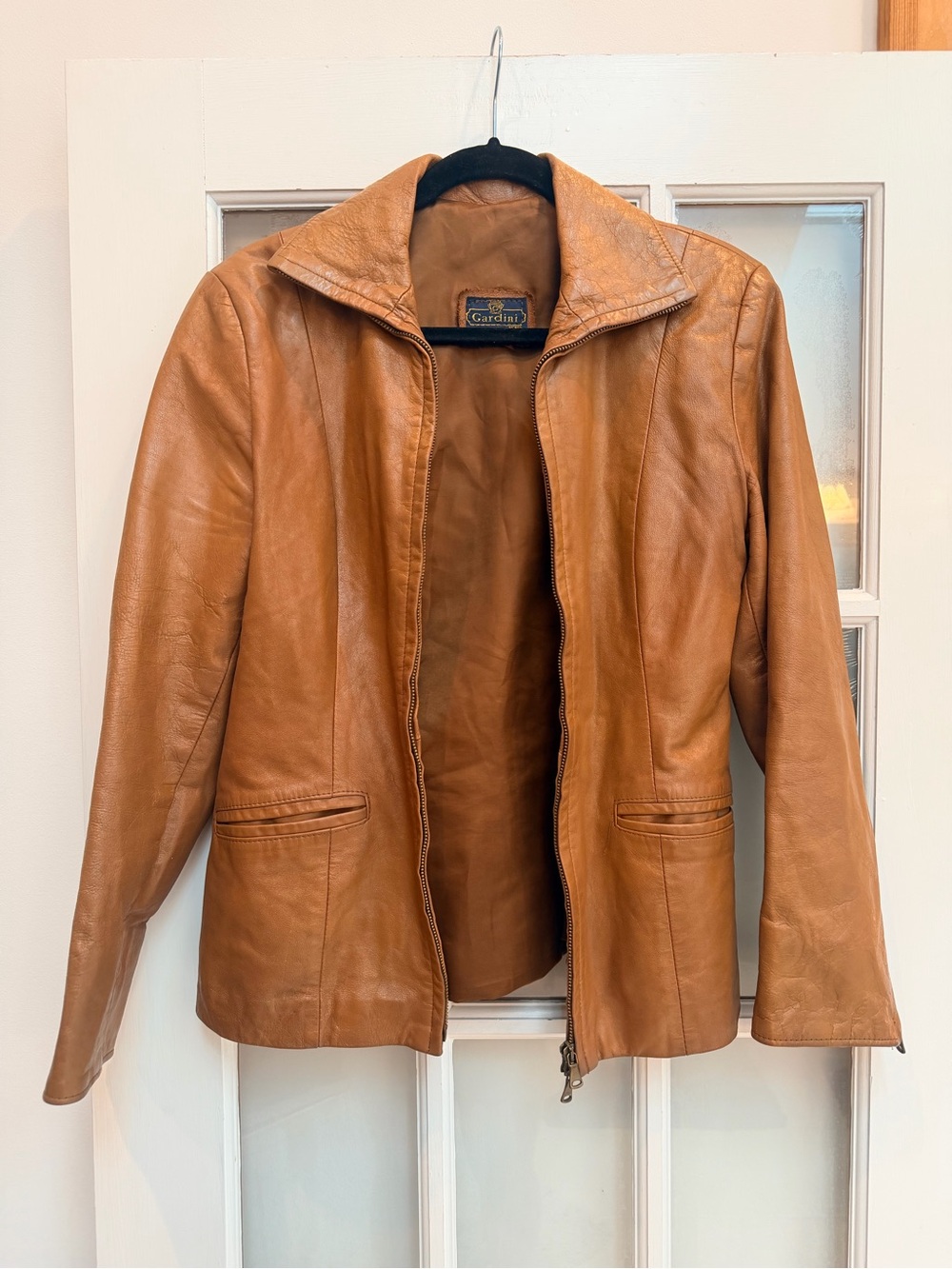 Vintage Gardini 70’s Made in Italy Chestnut Brown Leather Zip Moto Jacket Size M - Picture 16 of 16